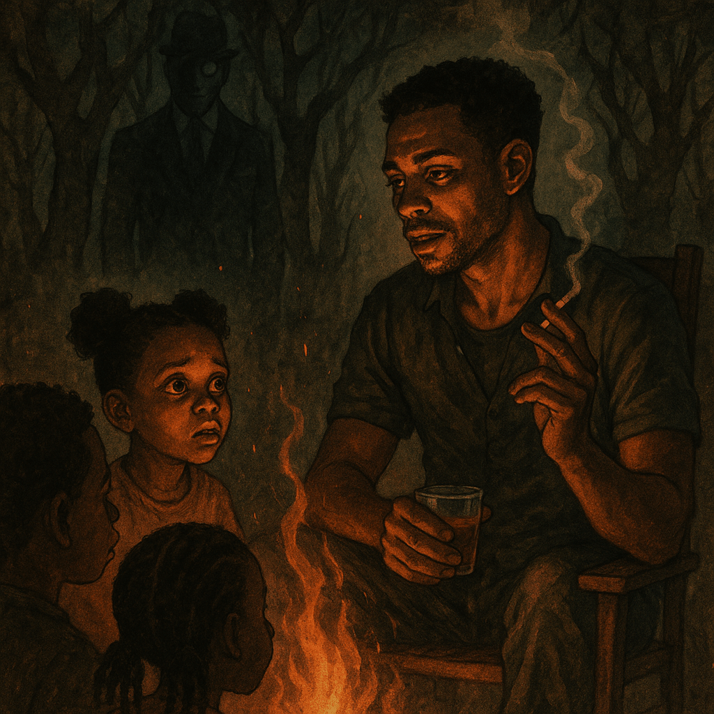 There's a man in the woods, Image created using chatgpt